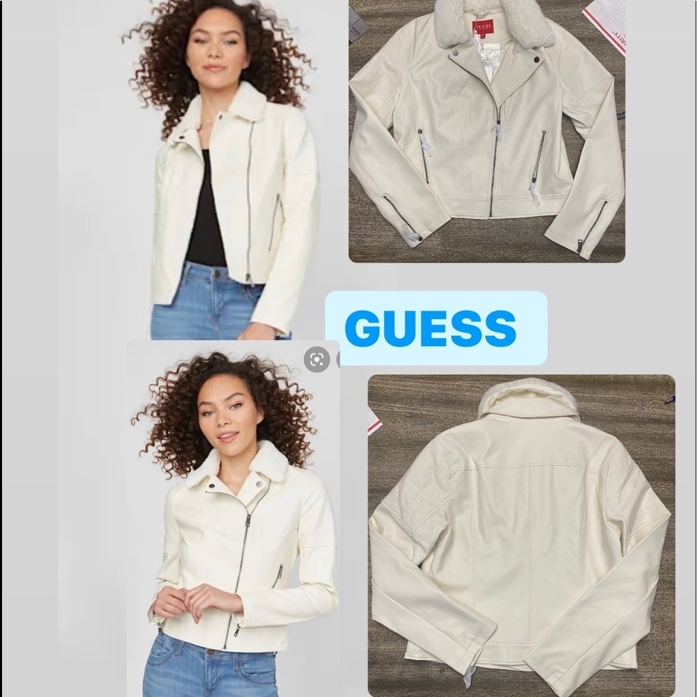 Guess leather Milky white AAmina Pu jacket